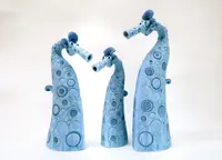 Photo of SCC106, SCC107, SCC108, Three textured pale blue seahorses