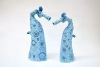 Photo of SCC108, SCC106, Two textured pale blue seahorses