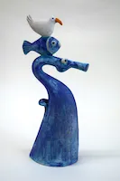 Photo of SCC009, Medium Barium Blue Seahorse With Fish And Bird