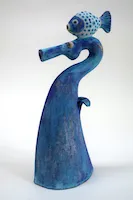 Photo of SCC010, Medium Blue Seahorse With Spotty Fish.
