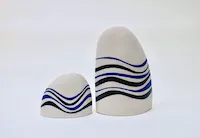 Photo of SCC054, Pair Of White Pebble Forms With Blue Rhythmic Lines